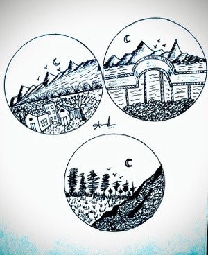 Landscape pen artwork 