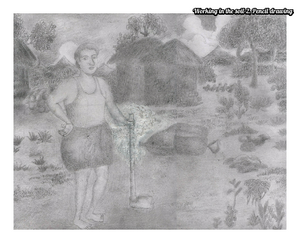Working in the soil-II, Pencil drawing