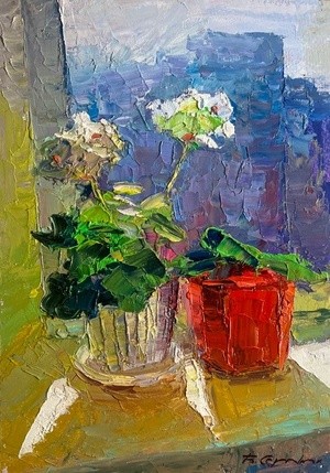 Flowers on the windowsill