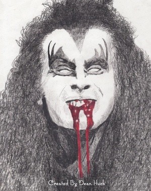 Gene Simmons - DRIBBLE - Colored Pencil Drawing by Dean Huck