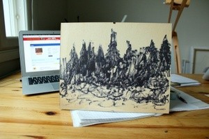 541. Lapland. Wild forest. Felt on Cardboard