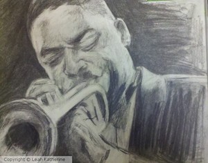 Pencil sketch of Wynton Marsalis