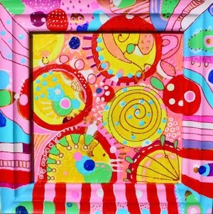 285. Happy soul, framed acrylic on MDF