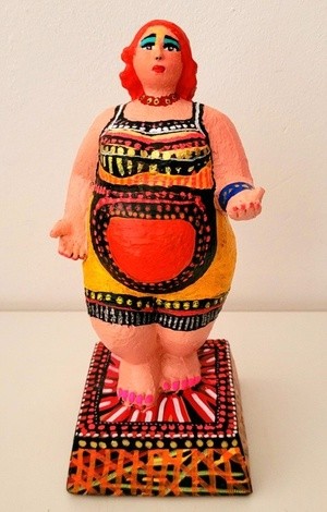 Woman clay sculpture I bought and painted with acrylic colors. Mirit Ben-Nun, Israeli artist.
