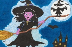 Fun stunts on witch's broom