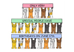 June 17th Birthday, Cartoon Cats.