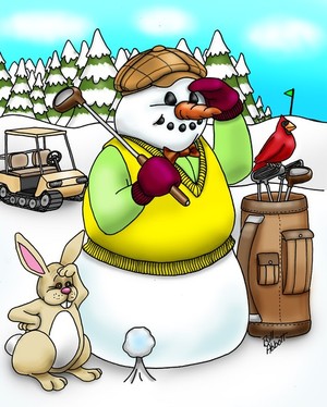 Golfing Snowman