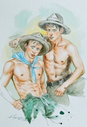 Watercolor  Two Handsome Models