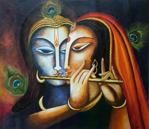 Divine Companions Krishna Radha Original Painting