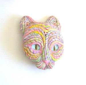 Pastel Cosmic Cat Sculpture