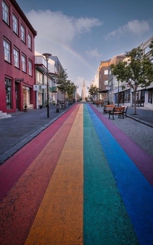 Rainbow street in Reykjavík