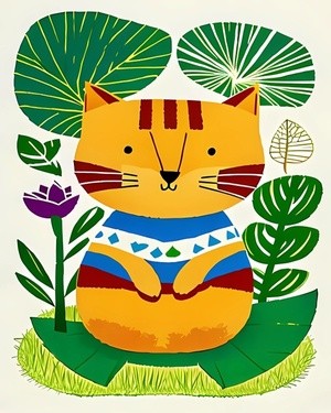 Cheerful Cat in a Jungle