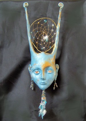 Blue Alien Dream Catcher Sculpture