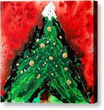 Christmas Tree Painting Canvas Print