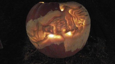 Flaming Skull 3D Pumpkin Carve