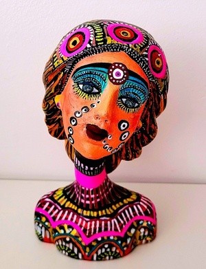 Clay sculpture that I bought and painted with acrylic color. Mirit Ben-Nun Israeli artist.