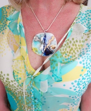 Wearable Jewelry Art Summer In Italy Necklace Snow Porcelain gold gold platinum vibrant colors of It