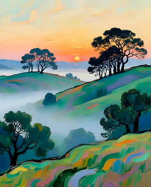 Sunset Over Rolling Hills