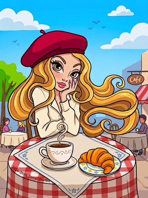 Relaxing at the Cafe