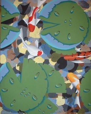 colorful koi pond