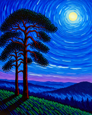 Night Sky Over Mountain Landscape