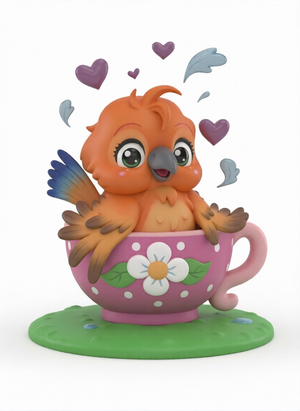 Conure In A Cup Figurine Mockup