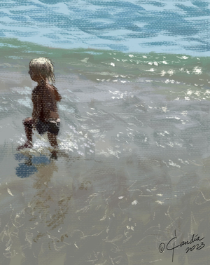 Playing at the seaside