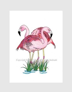 Pink Flamingos Whimsical Illustration
