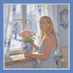 A Woman, with Flowers, Looking Out the Window