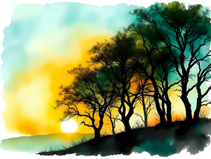 Serene Sunset Behind Silhouette Trees