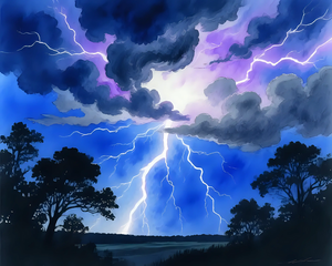 Dramatic Thunderstorm Over Landscape Canvas