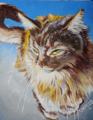 Cat Oil Painting on Canvas