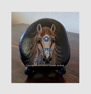 Sport Horse Dot Art River Stone