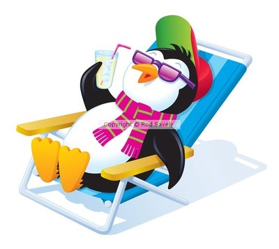 Penguin Relaxing In The Sun With Drink