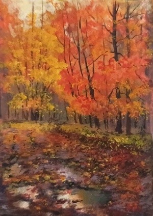 Autumn aceo miniature oil painting