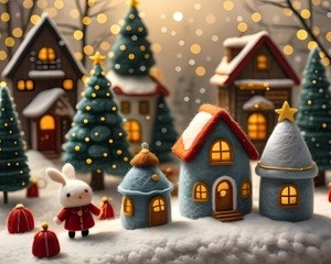 Festive Winter Wonderland with Miniature Houses