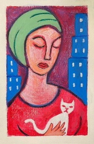 woman with kitten