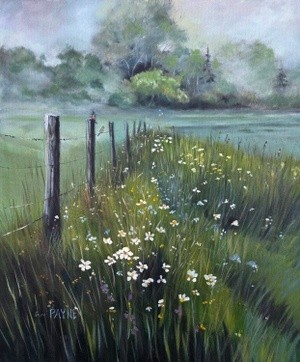 Bluebird and Cat Tails  (Spring version)