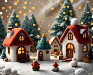 Whimsical Snowy Village Scene