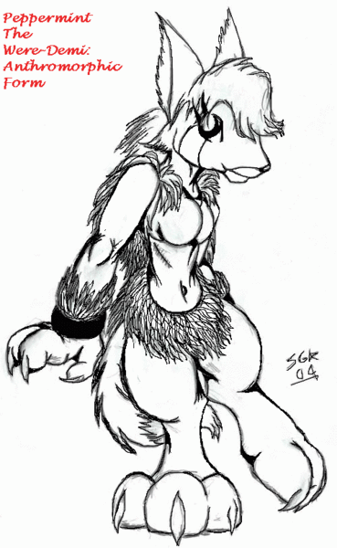 Peppermint the Were-Demi, anthromorphic form