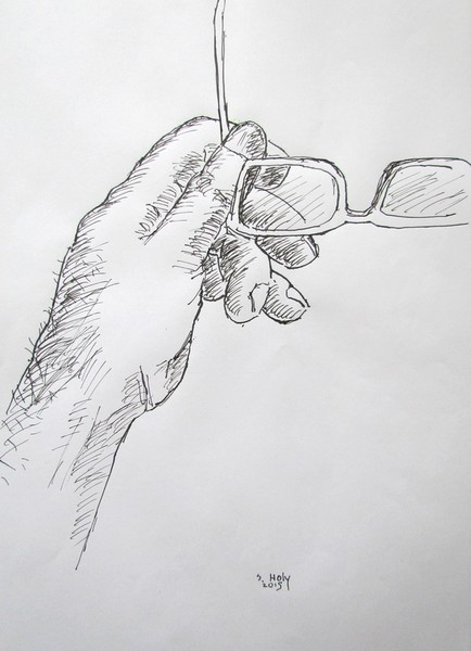 HAND AND GLASSES 1 - INK