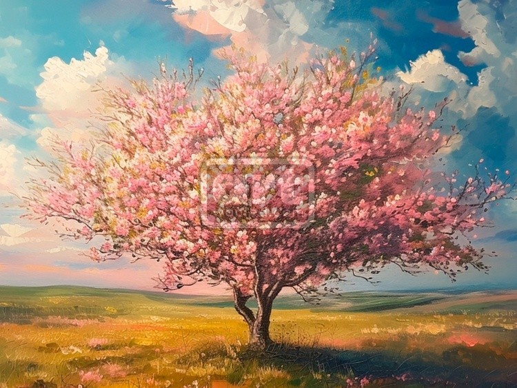 Spring Print, Flower Field Landscape Printable Art, Flower Meadow Oil Painting, Vintage Style decor