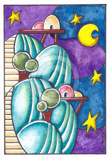 Moon and stars
