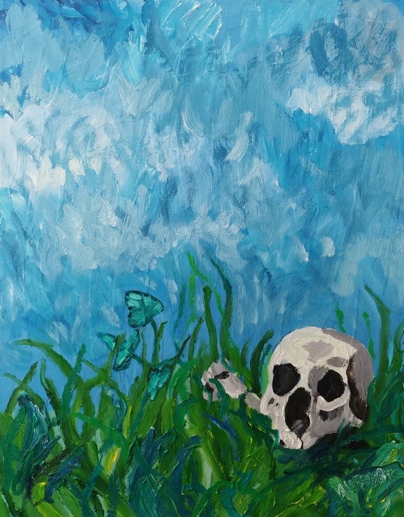 Skull and Ivy In The Grass