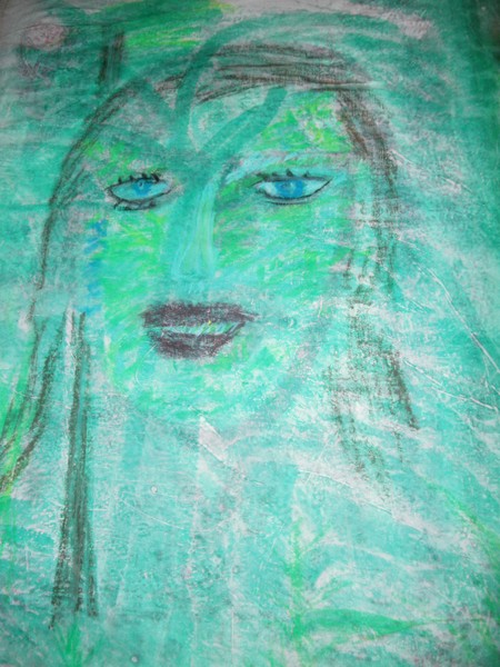 touch drawing portrait;woman behind the scenes