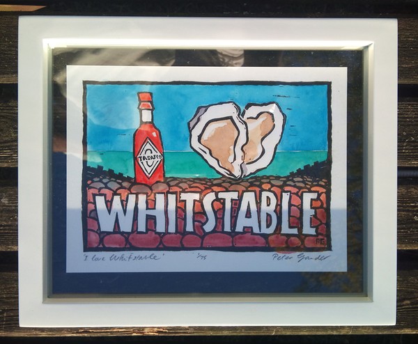 I love Whitstable, linocut, framed