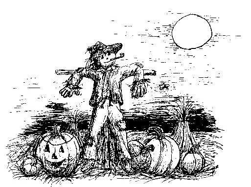 Scarecrow and a Halloween Moon