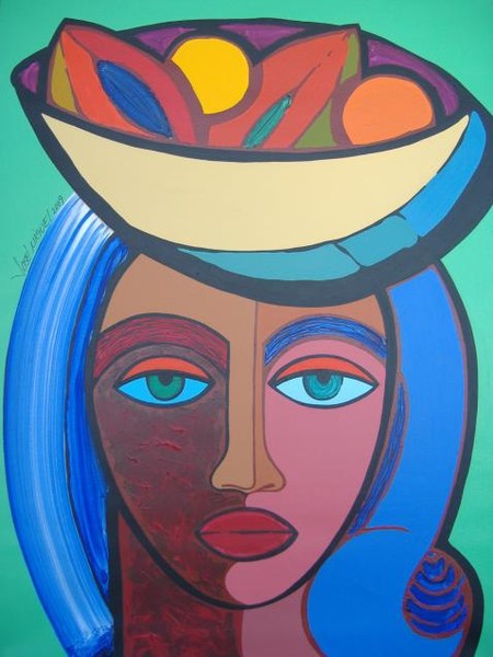 Woman's head carrying fruits