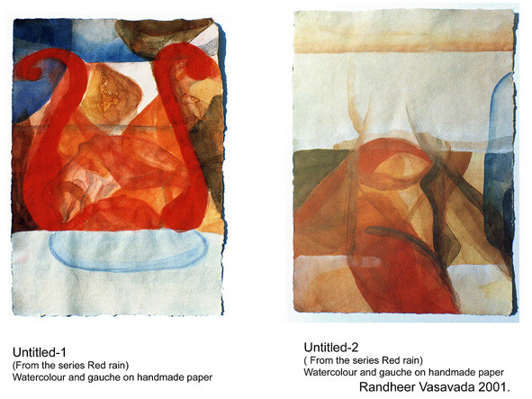 red rain, tempera on paper