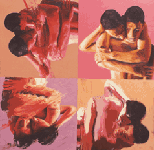 two men hugging  realistic artworks painting artist painter raphael perez